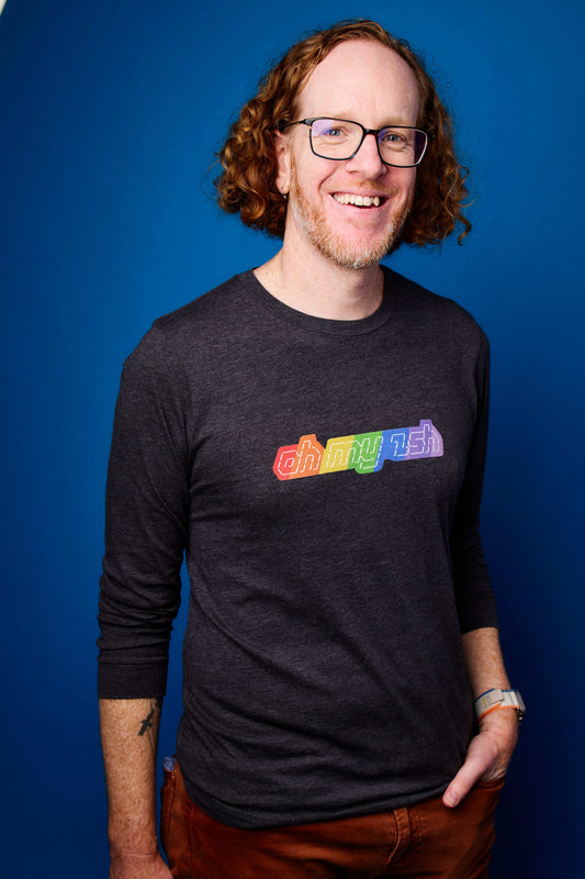 Oh My Zsh rainbow ASCII unisex long-sleeve shirt
