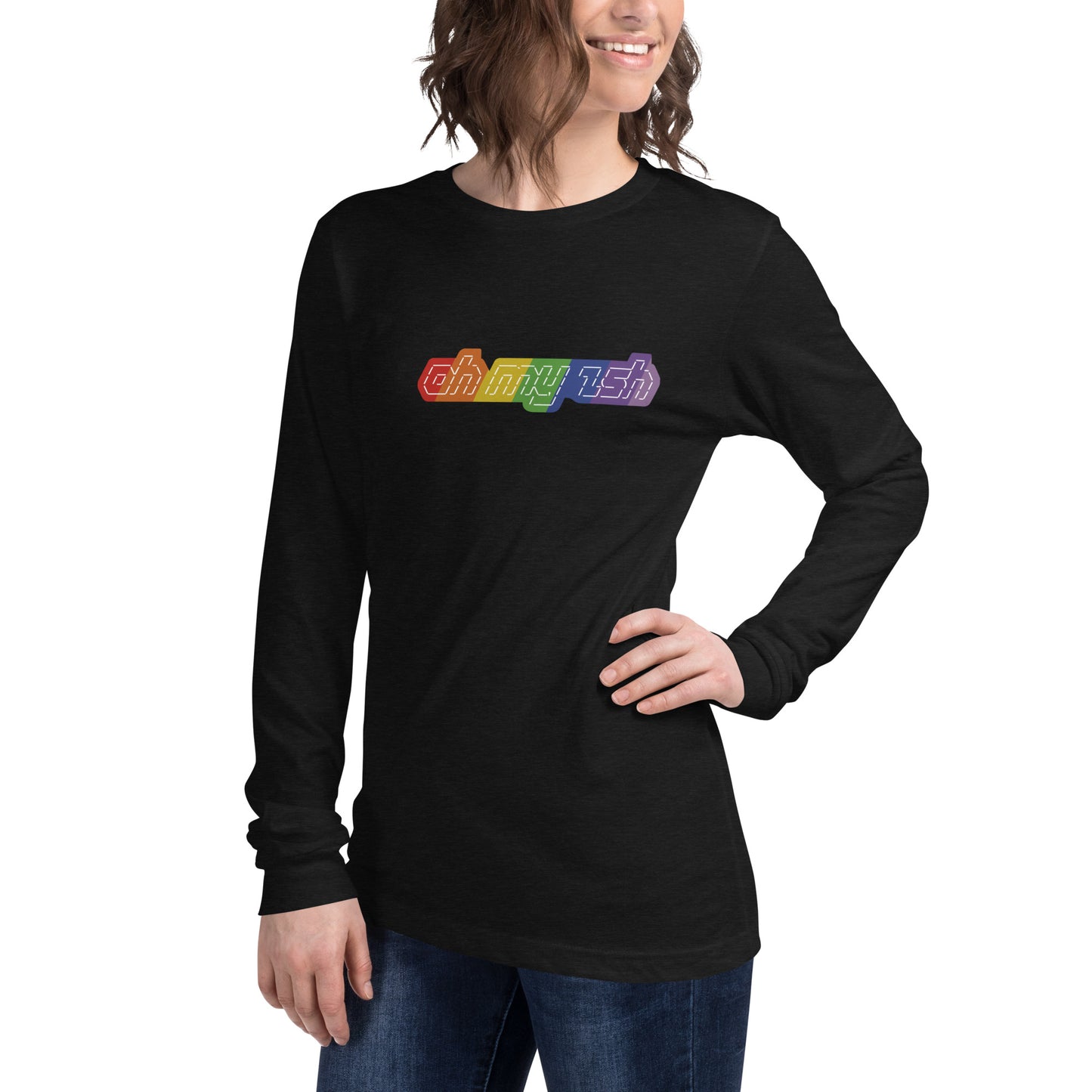 Oh My Zsh rainbow ASCII unisex long-sleeve shirt